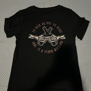 Black Graphic Tee with Beer Design